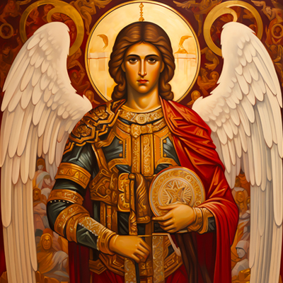 Représentation picturale d'un ange protecteur selon la tradition orthodoxe