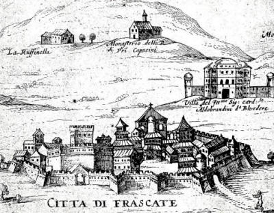 Gravure ancienne de la ville de Frascati